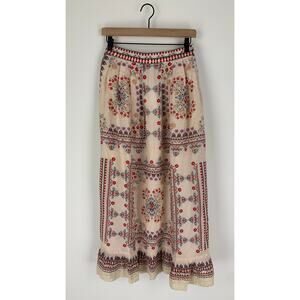 M.A.B.E Eden Maxi Skirt Womens Small Cotton Silk Boho Floral Tiered New Bohemian